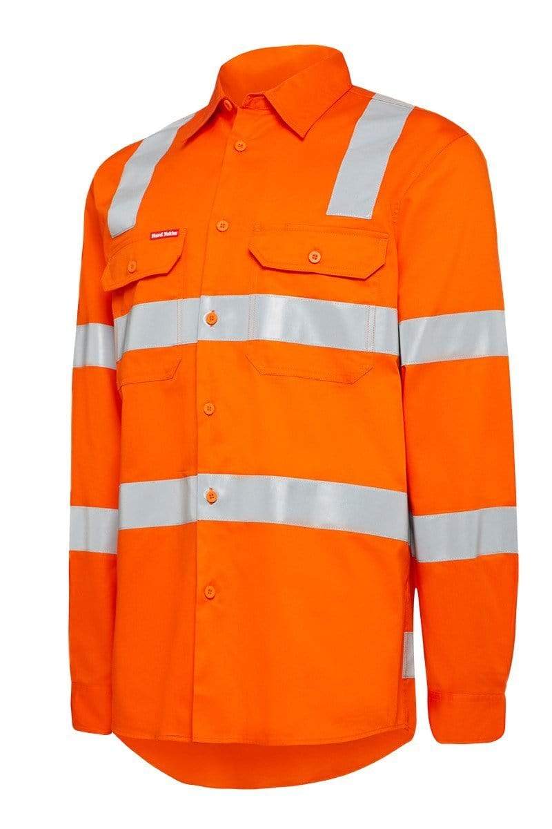 Hard Yakka Taped X Back Hi Vis Work Shirt Y04275 Work Wear Hard Yakka Orange (ORA) S 
